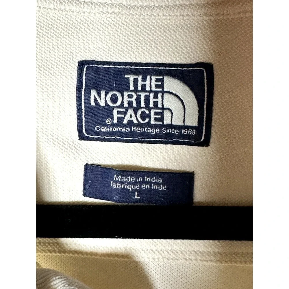 The North Face Mens California Heritage Polo Shirt  Cream Cotton Short Sleeve